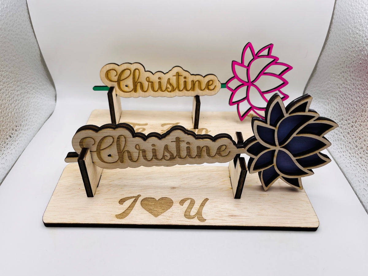 custom wood rose with stand