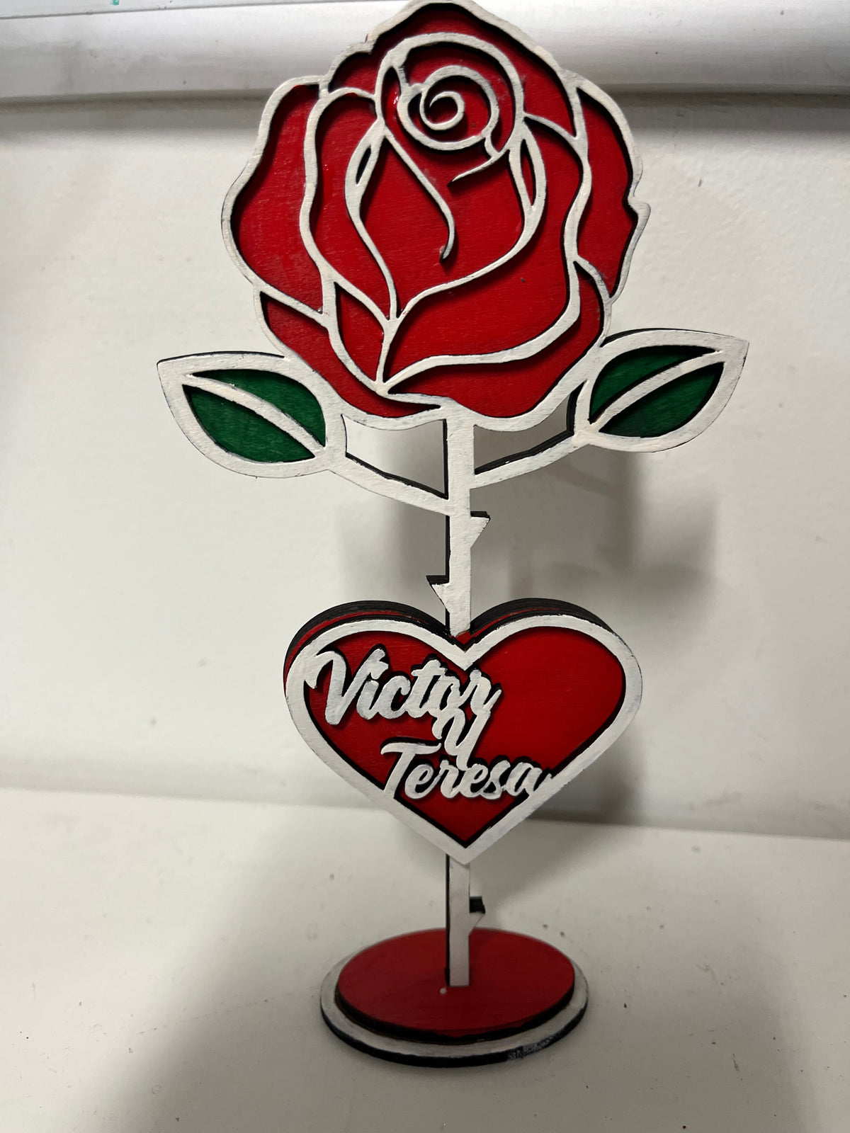Standing Wooden Rose Keepsake – Handcrafted & Personalized