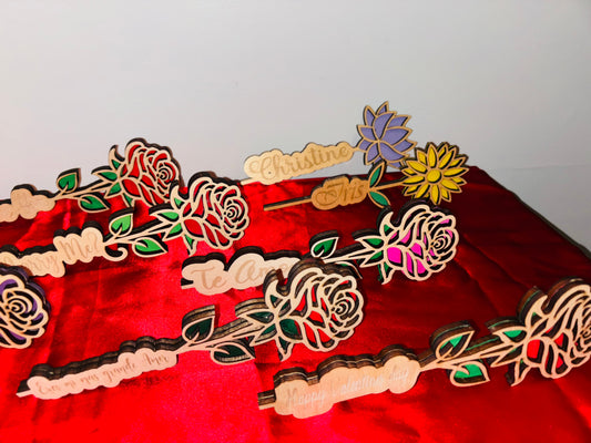 custom wood rose with stand