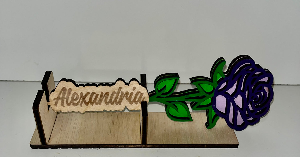 custom wood rose with stand