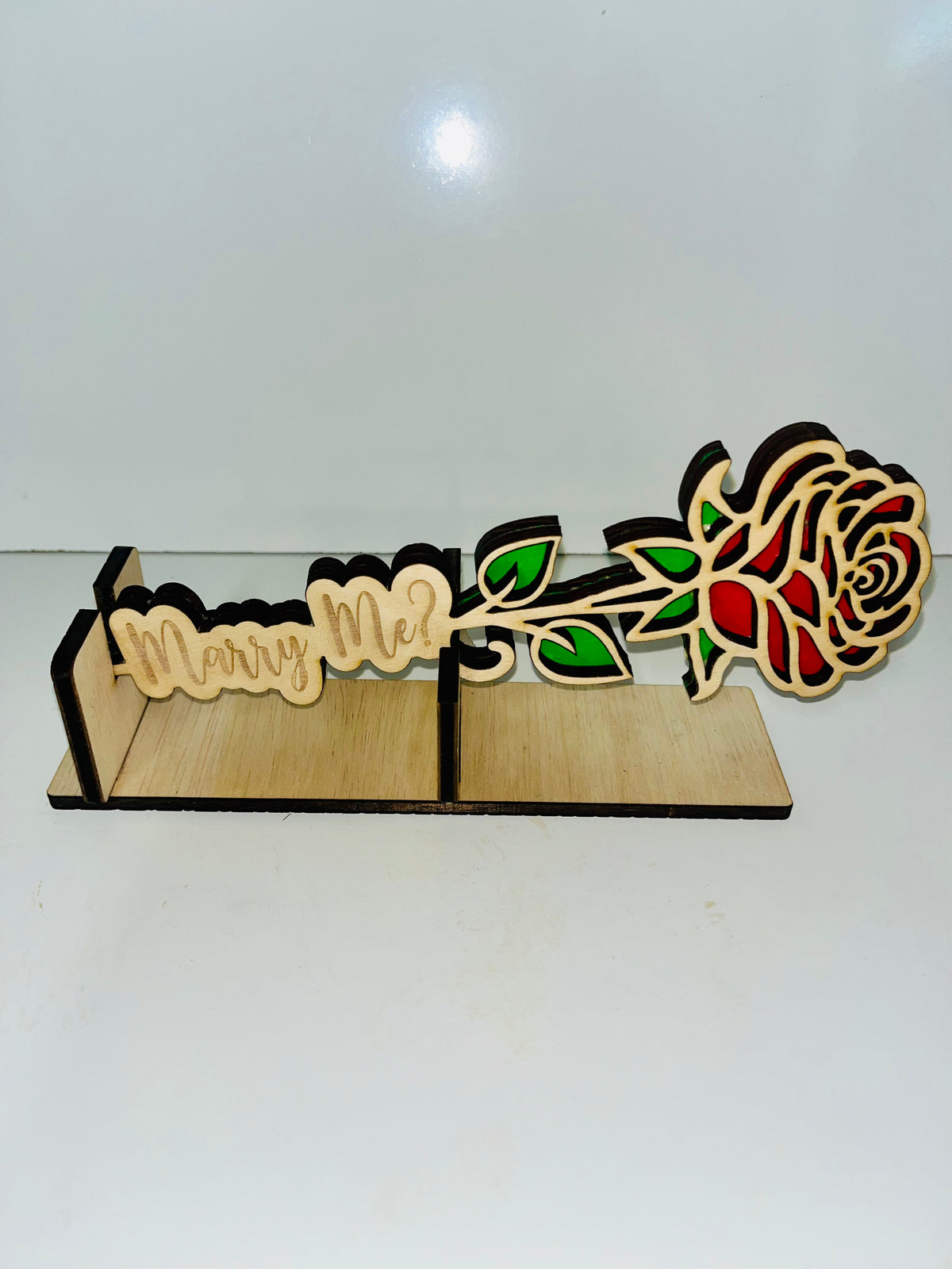 custom wood rose with stand