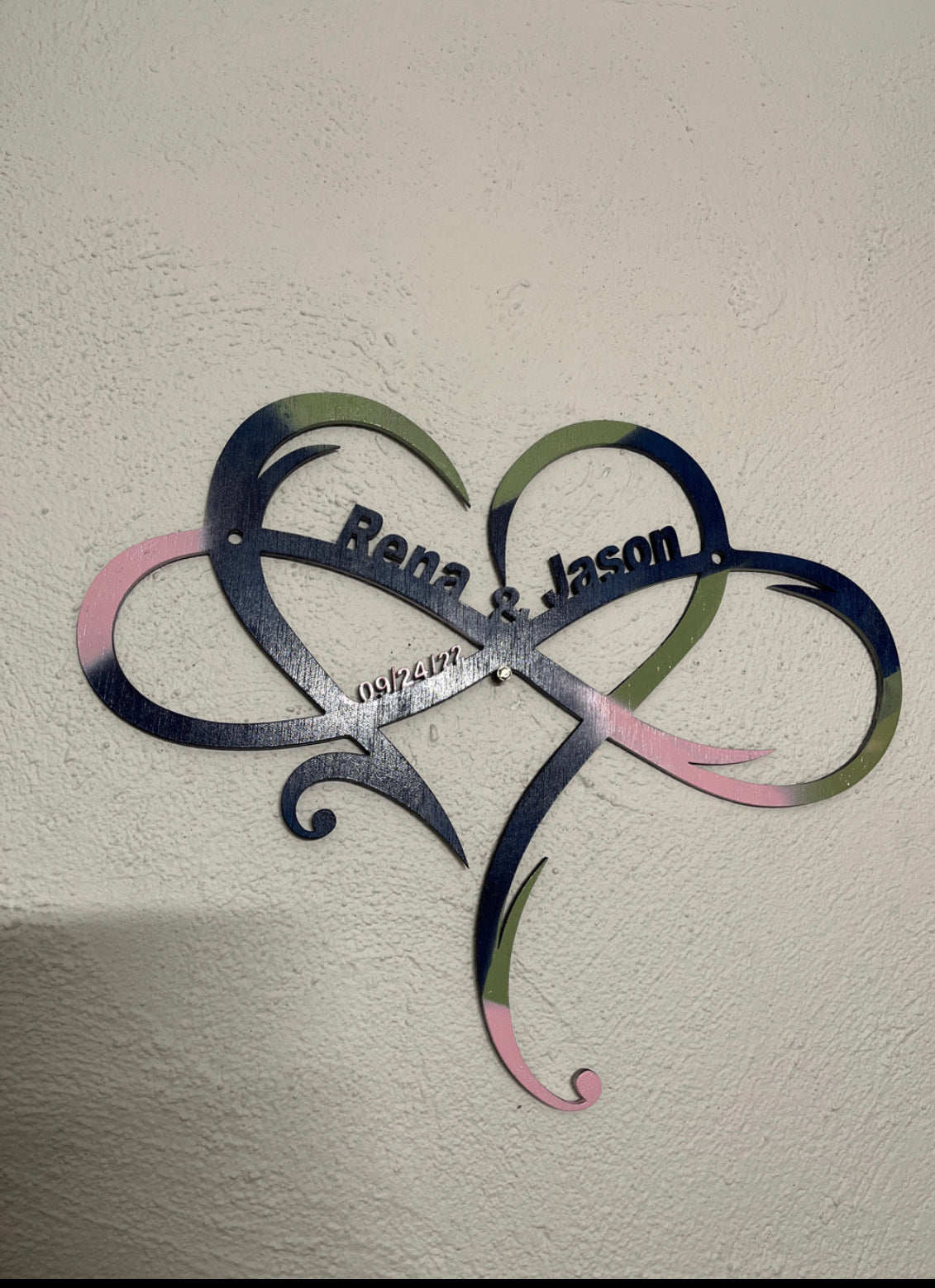 Personalized Infinity Heart Sign with Names & Date | Custom Heart Wall Art for Couples, Anniversary, Wedding & Valentine Gift