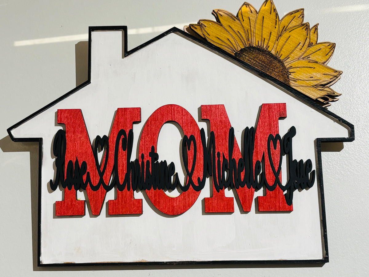 Personalized wall plaque for mom -sunflower-rose or house