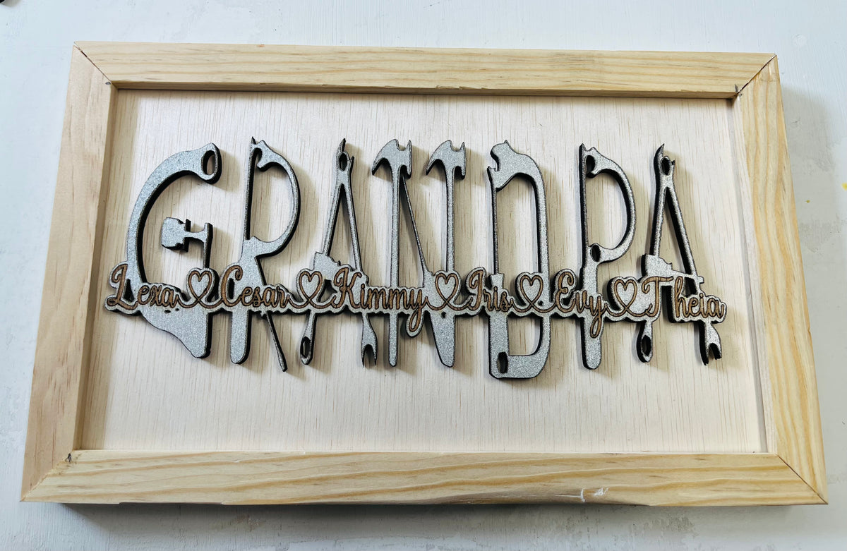 Personalized dad and grandpa signs