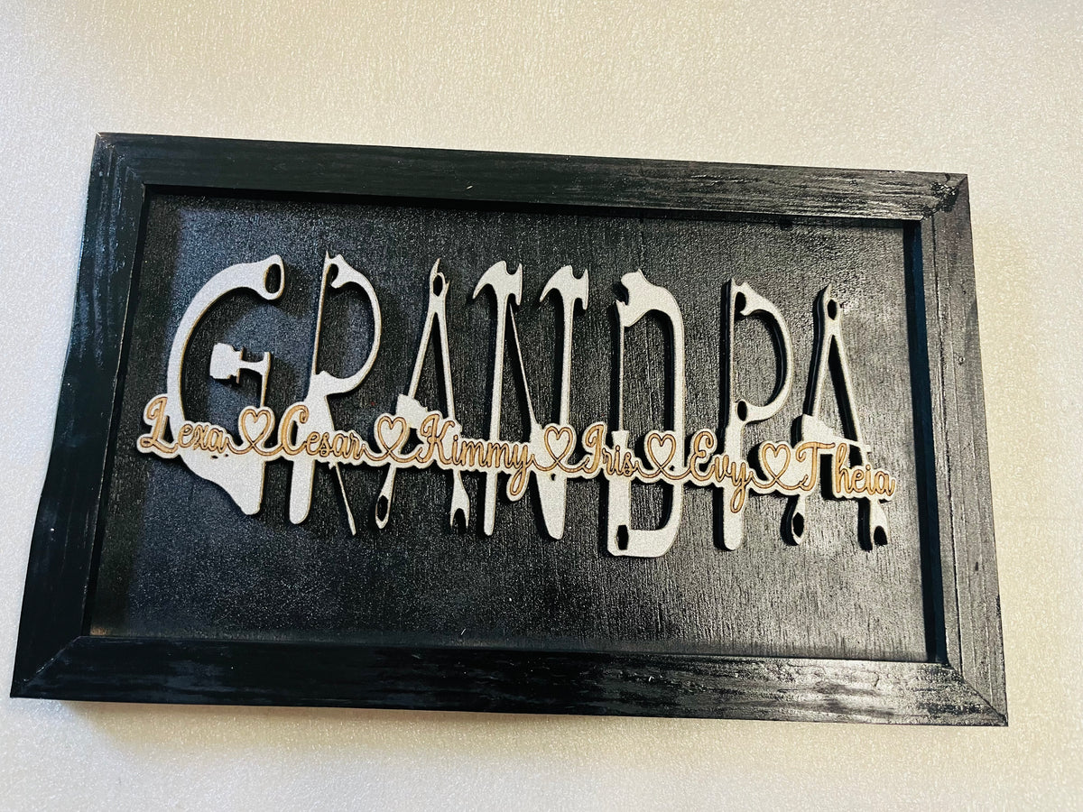 Personalized dad and grandpa signs