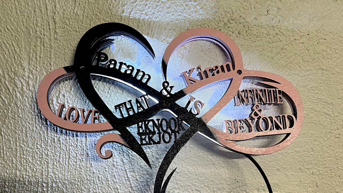 Personalized Infinity Heart Sign with Names & Date | Custom Heart Wall Art for Couples, Anniversary, Wedding & Valentine Gift