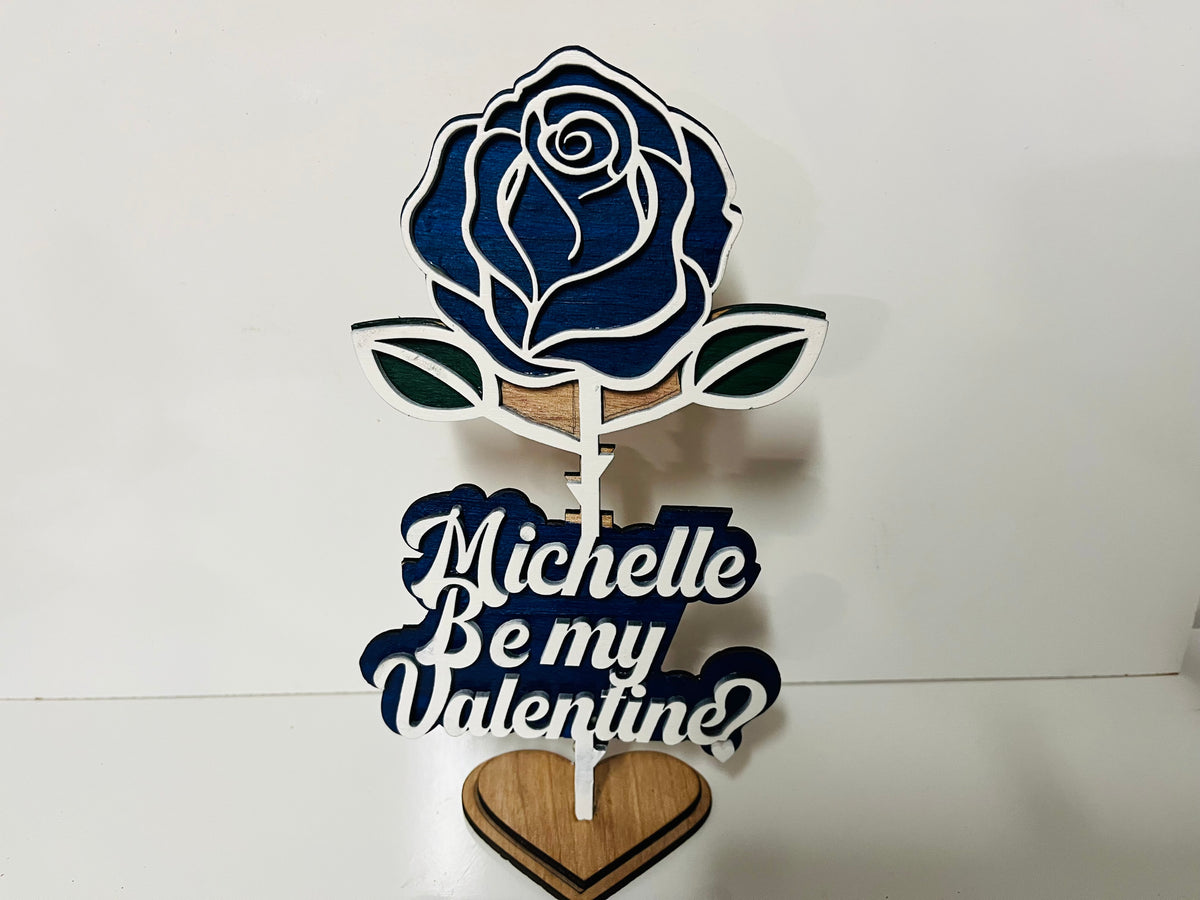 Standing Wooden Rose Keepsake – Handcrafted & Personalized