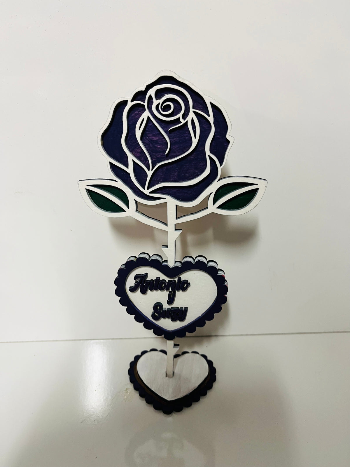 Standing Wooden Rose Keepsake – Handcrafted & Personalized