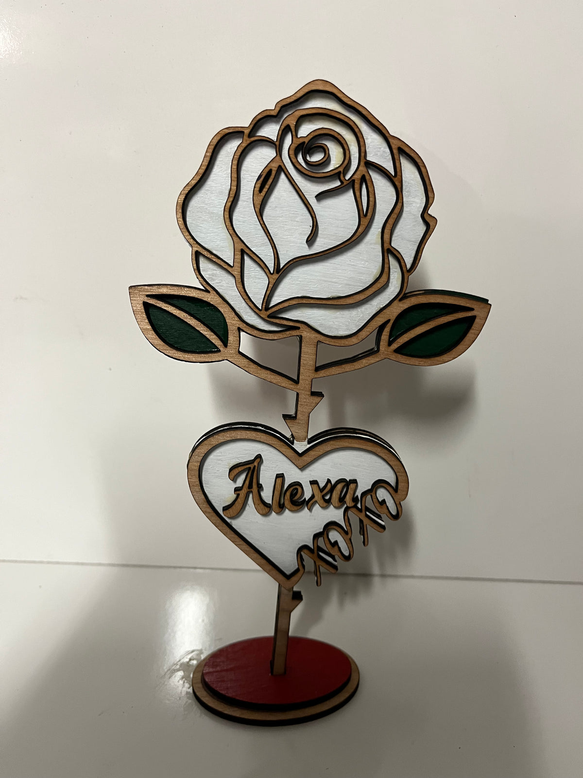Standing Wooden Rose Keepsake – Handcrafted & Personalized