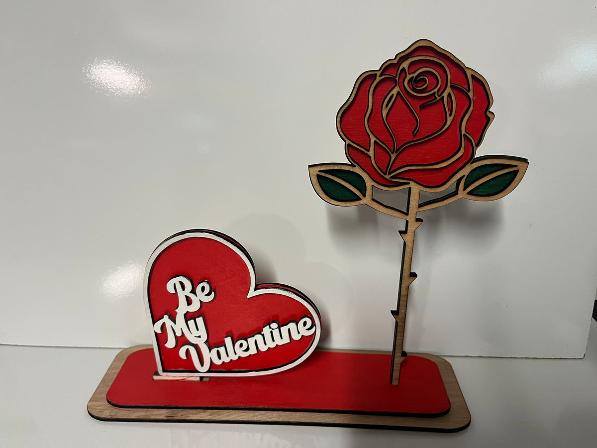 Standing Wooden Rose Keepsake – Handcrafted & Personalized
