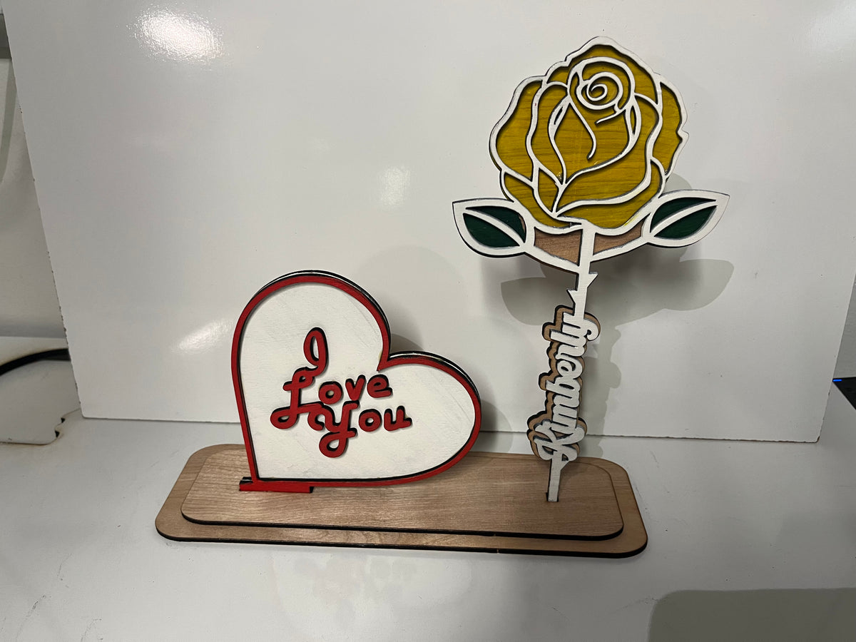 Standing Wooden Rose Keepsake – Handcrafted & Personalized