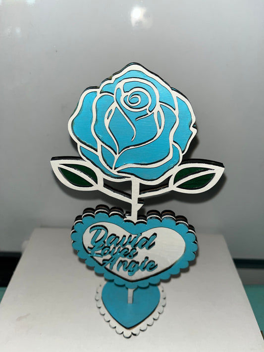 Standing Wooden Rose Keepsake – Handcrafted & Personalized