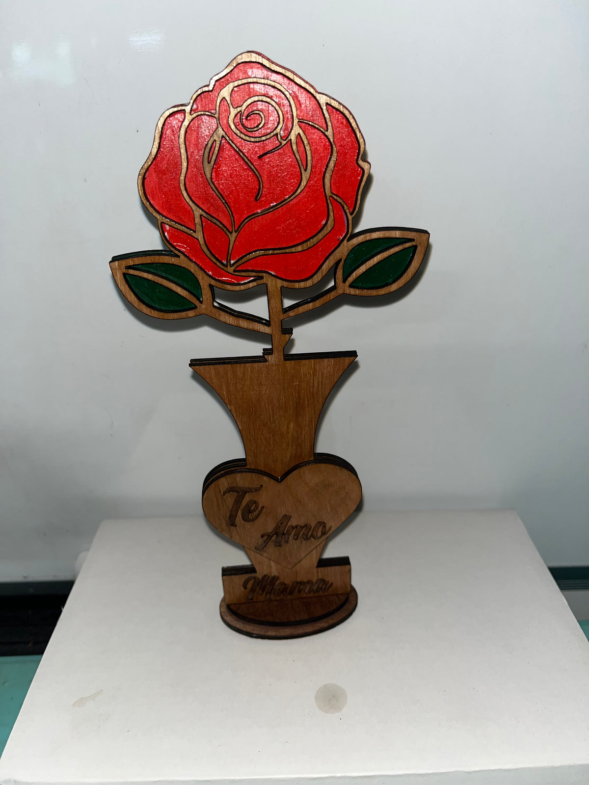 Standing Wooden Rose Keepsake – Handcrafted & Personalized