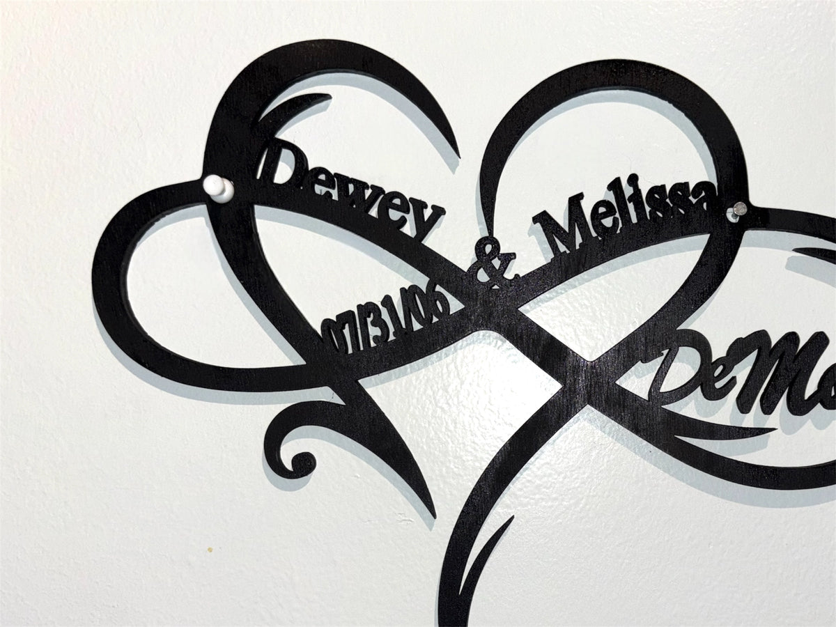Personalized Infinity Heart Sign with Names & Date | Custom Heart Wall Art for Couples, Anniversary, Wedding & Valentine Gift