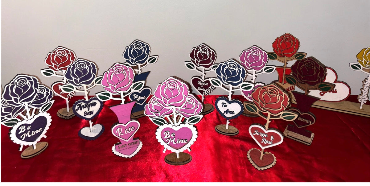 Standing Wooden Rose Keepsake – Handcrafted & Personalized
