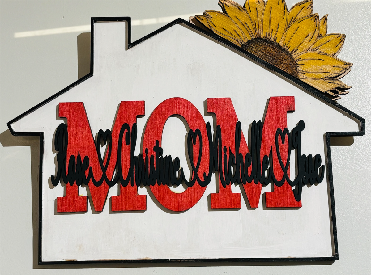Personalized wall plaque for mom -sunflower-rose or house